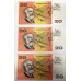 AUSTRALIA 1991 . TWENTY 20 DOLLAR BANKNOTES . FRASER/COLE . CONSECUTIVE TEN